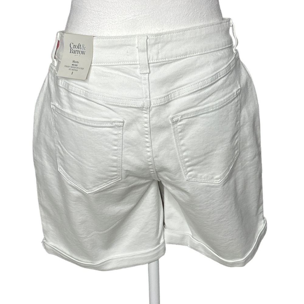 NWT Croft & Barrow White Cuffed Denim Ahorts - Picture 2 of 5
